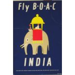 Vintage Fly B.O.A.C India airlines poster