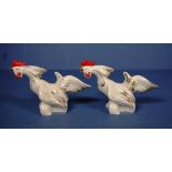 Pair vintage Russian ceramic rooster figures