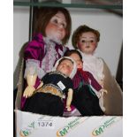 Four antique & vintage bisque headed dolls