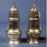 Pair Victorian sterling silver sugar shakers