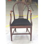 George III Hepplewhite period mahogany armchair