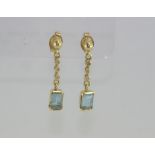Handmade 18ct gold, aquamarine & diamond earrings