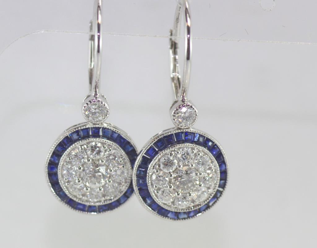 18ct white gold, sapphire and diamond earrings