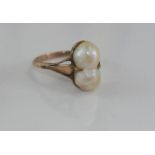 Vintage 9ct rose gold and pearl ring