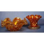 A good marigold carnival glass punch bowl