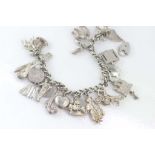 Vintage silver bracelet with world charms