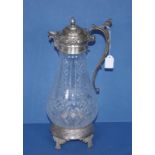 Vintage American silver plate & crystal claret jug