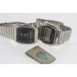 Two vintage Gentlemen's wristwatches & money clip