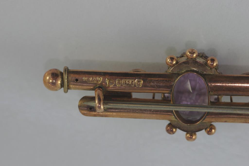 Vintage rose and amethyst brooch - Image 2 of 2