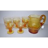 Six piece Stuart amber glass water set