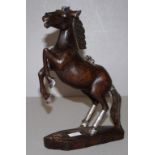 Eastern timber & silver mounted horse figurine