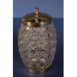 Vintage Danish silver lidded crystal honey jar