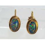 Vintage 9ct yellow gold and opal earrings