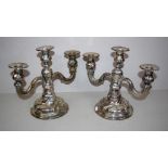 Pair of 3 branch silver plated candleabra