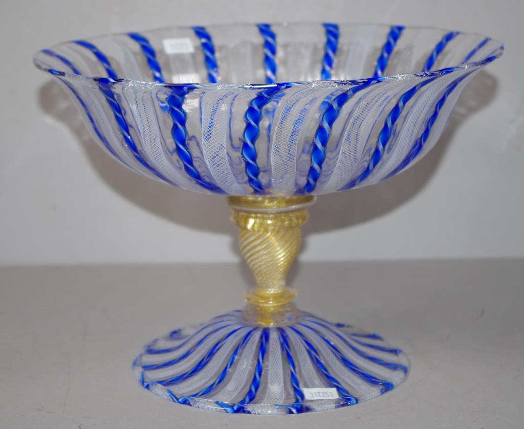 Superb large vintage Murano latticino footed bowl - Image 2 of 3