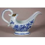 Chinese 18th C. blue & white porcelain gravy boat