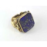 Vintage 14ct yellow gold and malachite ring