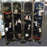 Oriental four fold hand painted screen