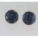 Silver and blue pietersite studs