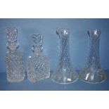 Two cut crystal glass decanters