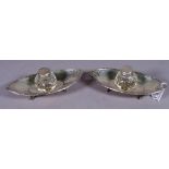 Pair Edwardian sterling silver ink wells