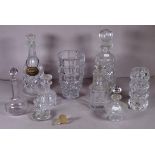 Six various crystal spirit decanters