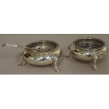 Pair Victorian sterling silver open salts