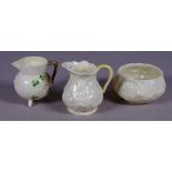 Pair Belleek sugar bowl & creamer