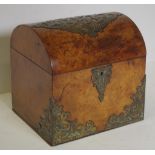 Victorian figured walnut tea caddy