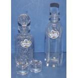 Orrefors crystal decanter & pair of candle holders