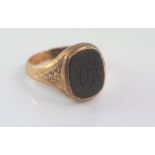 9ct rose gold, bloodstone seal ring