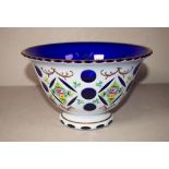 Bohemian flashed blue glass vase