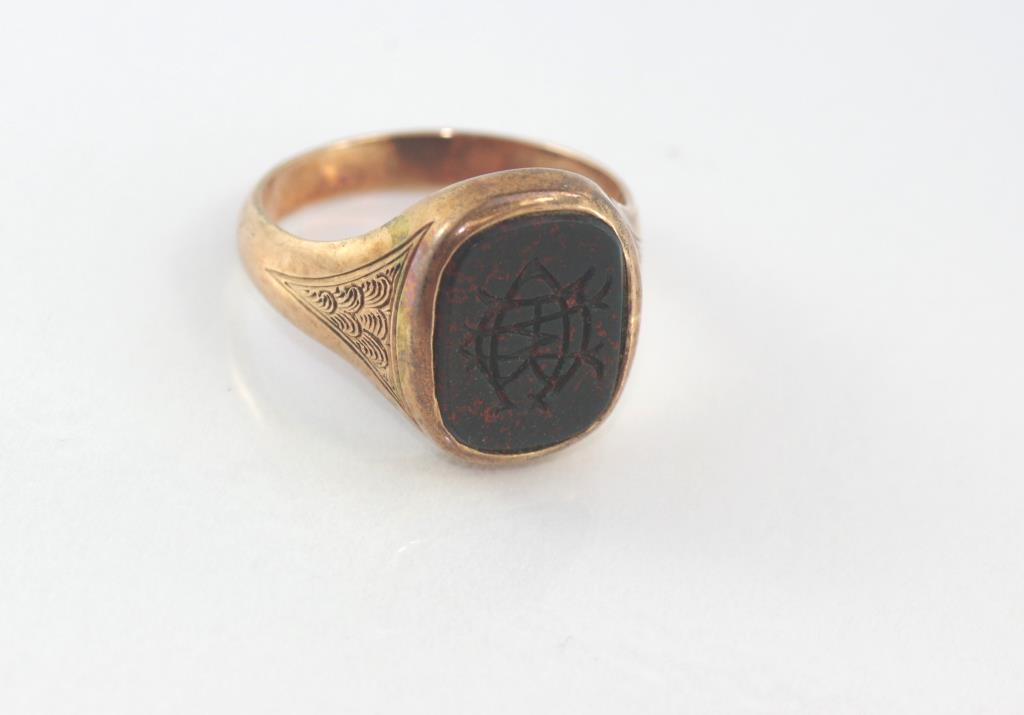 9ct rose gold, bloodstone seal ring - Image 2 of 2