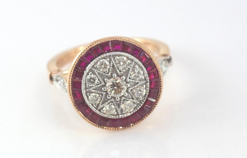 18ct rose gold, ruby and diamond ring - Image 3 of 3