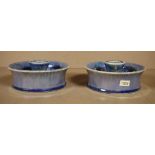 Pair vintage Ruskin blue glaze candlesticks