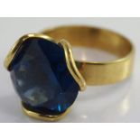 9ct yellow gold blue topaz dress ring