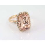 18ct rose gold, Morganite & diamond ring