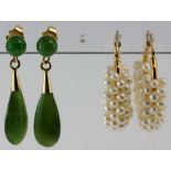 Two pairs rolled gold earrings