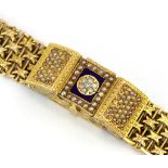 14ct yellow gold seed pearl & diamond wristwatch