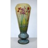 Large vintage Daum Nancy cameo art glass vase