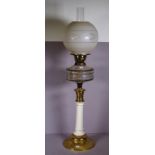 Antique brass & enamel fuel banquet lamp