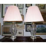 Pair crystal table lamps