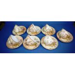 Seven Royal Worcester blush ivory cups & saucers