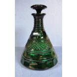 Vintage green crystal ships decanter