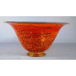 Large art glass orange toned bowl