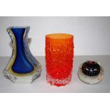 Three various vintage glass vases