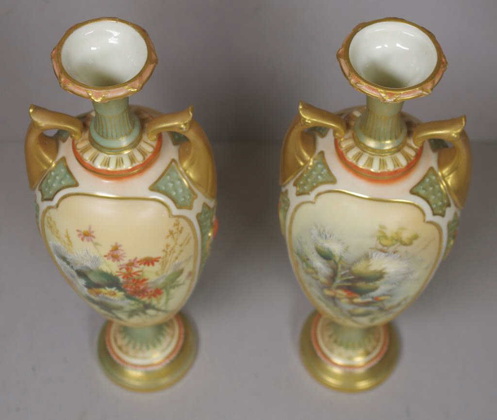 Pair of Royal Worcester hand painted vases - Image 3 of 4