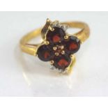 9ct yellow gold and garnet ring