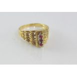 Hallmarked 18ct yellow gold &ruby ring