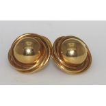 Pair of vintage 9ct gold semi-spherical earrings